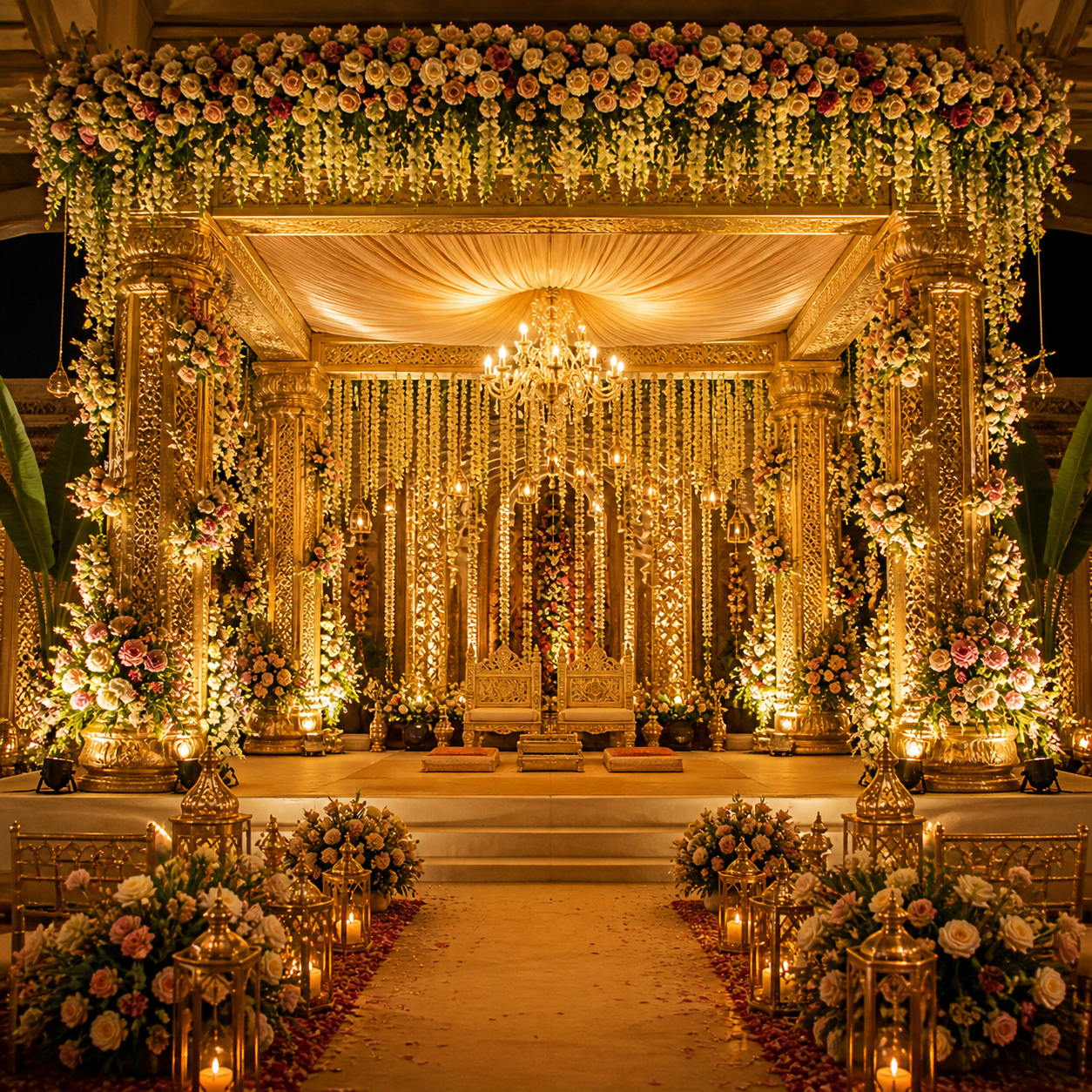 Elegant wedding stage setup by CS Spice of India